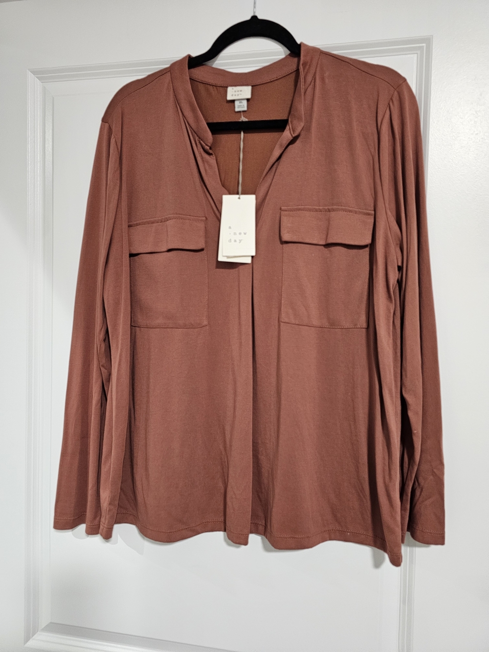 a new day Rust-Tone Lightweight V-Neck Shirt